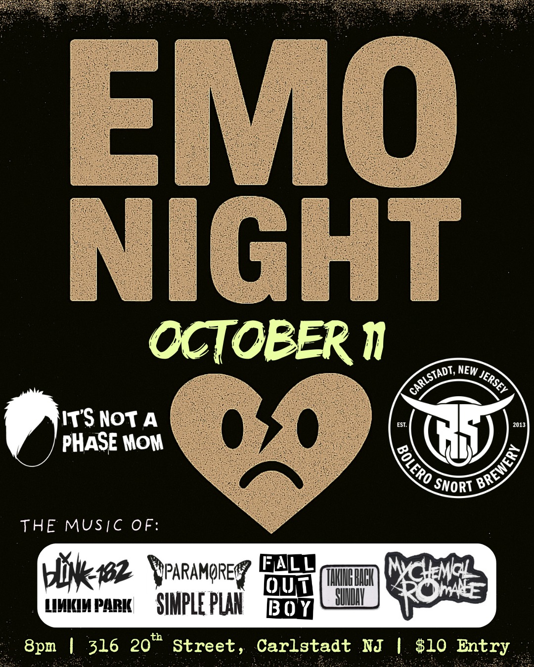 10/11 | Emo Night: It's Not A Phase Mom - Bolero Snort Brewery